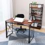 Writing Computer Desk Modern Simple Study Desk Industrial Style Folding Laptop Table for Home Office Notebook Desk Walnut Brown Desktop Black Frame