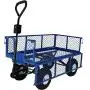 Sunnydaze Utility Steel Dump Garden Cart, Outdoor Lawn Wagon with Removable Sides, Heavy-Duty 660 Pound Capacity, Blue Sunnydaze Utility Steel Dump Garden Cart, Outdoor Lawn Wagon with Removable Sides, Heavy-Duty 660 Pound Capacity, Blue