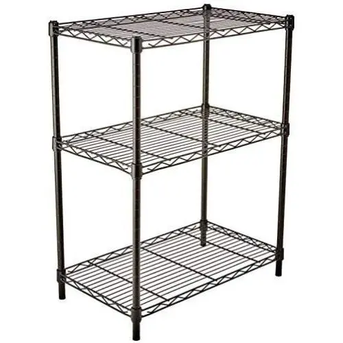 Amazon Basics 3-Shelf Adjustable, Heavy Duty Storage Shelving Unit (250 lbs loading capacity per shelf), Steel Organizer Wire Rack, Black (23.3L x 13.4W x 30H)