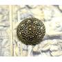 Bezelry 12 Pieces Lacework Filigree Antique Brass Metal Shank Buttons. 21mm (3/4 inch)