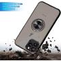 OiOMGin iPhone 11 Embedded 360 Ring Holder Case, Lens Hole Protection Case, Hard Semilucent Translucent Matte Skin Back Soft Rubber Side iPhone 11 6.1inch[Built-in Ring+Lens Hole Protection]-Black