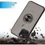 OiOMGin iPhone 11 Embedded 360 Ring Holder Case, Lens Hole Protection Case, Hard Semilucent Translucent Matte Skin Back Soft Rubber Side iPhone 11 6.1inch[Built-in Ring+Lens Hole Protection]-Black