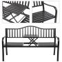 VINGLI 59'' Patio Garden Bench Table Outdoor Metal Park Benches,Cast Iron Steel Frame Chair Porch Path Yard Lawn Decor Deck