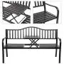 VINGLI 59'' Patio Garden Bench Table Outdoor Metal Park Benches,Cast Iron Steel Frame Chair Porch Path Yard Lawn Decor Deck VINGLI 59'' Patio Garden Bench Table Outdoor Metal Park Benches,Cast Iron Steel Frame Chair Porch Path Yard Lawn Decor Deck