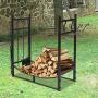 SSLine 30'' Metal Firewood Rack Log Holder with Tool Set Indoor Fireplace Wood Storage Rack Outdoor Deck Fire Wood Holder Organizer for Firepit Stove