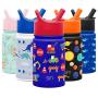 Simple Modern Kids Insulated Water Bottle Cup with Straw Stainless Steel Flask Metal Thermos for Toddlers Boys and Girls, 10oz, Construction