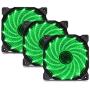 uphere 3-Pack Long Life Computer Case Fan 120mm Cooling Case Fan for Computer Cases Cooling 15LED Green,15G3-3