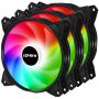 upHere Long Life 120mm 3-Pin High Airflow Quiet Edition Rainbow LED Case Fan for PC Cases, CPU Coolers, and Radiators 3-Pack,(PF120CF3-3)