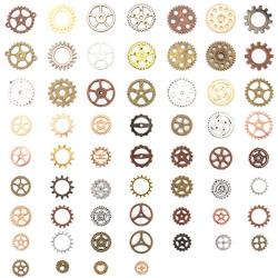 Foraineam 300 Gram (Approx. 210pcs) Assorted Antique Steampunk Gears Charms Pendant Clock Watch Wheel Gear for Crafting, Jewelry Making