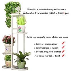 Metal 4 Tier 5 Potted Plant Stand Multiple Flower Pot Holder Shelves Planter Rack Storage Organizer Display for Indoor Garden Balcony, Overall Size: 33×17.5 Inch