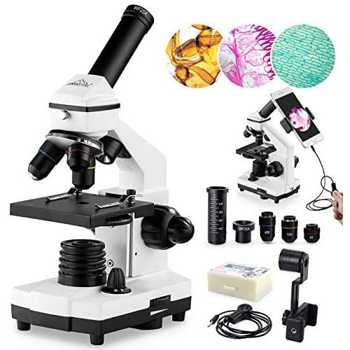 200X-2000X Microscopes for Kids Students Adults, with Microscope Slides Set, Phone Adapter, Powerful Biological Microscopes for School Laboratory Home Science Education