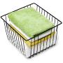 SANNO Wire Storage Basket,2 Pack Metal Household Storage Organizer Bin for Pantry, Shelf, Freezer, Kitchen Cabinet, Bathroom, Large Medium, Black