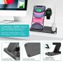 QI-EU Wireless Charger, 4 in 1 Qi-Certified Fast Charging Station Compatible Apple Watch Airpods Pro iPhone 12/11/11pro/X/XS/XR/Xs Max/8/8 Plus, Wireless Charging Stand Compatible Samsung Galaxy S20