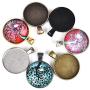 70 Pieces 7 Colors Pendant Trays Round Bezel Blanks for Jewelry Making, Metal Alloy Cabochon Round Dome-25 mm/1 inch Diameter (Colorful) for Crafting DIY Photo Pendant