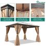 YITAHOME 10x12 ft Outdoor Patio Hardtop Aluminum Canopy Gazebo with Mosquito Netting and Privacy Curtain for Garden, Backyard, Deck, Lawns, Parties