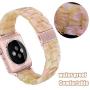 V-MORO Compatible Apple Watch Band 38mm 40mm Women - Resin Apple Watch Band Bracelet Metal Stainless Steel with Gold Buckle for Apple Watch Series 5 Series 4 Series 3 Series 2 - Pearly Floral Pink