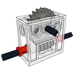 LEGO Technic COMPLETE GEARBOX ASSEMBLY 2 x 4 x 3 1/3 Trans-Clear Wormbox gear motor REDUCER block Mindstorms robotics ev3 NXT transparent robot building power functions part 6588