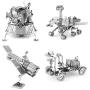 Set of 4 Metal Earth 3D Laser Cut Models: Hubble Telescope - Apollo Lunar Rover - Apollo Lunar Module - Mars Rover