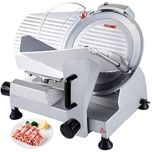 VBENLEM Commercial Meat Slicer 12 inch Electric Food Cutter Semi-Auto 250W Premium Stainless Steel Adjustable Thickness for Cheese Veggies Ham Fruit, Sliver