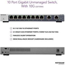 NETGEAR 10-Port Gigabit/10G Ethernet Unmanaged Switch (GS110MX) - with 2 x 10G/Multi-gig, Desktop/Rackmount, and ProSAFE Limited Lifetime Protection