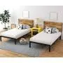 Allewie Twin Size Platform Bed Frame with Wood headboard and Metal Slats/Rustic Country Style Mattress Foundation/Box Spring Optional/Strong Metal Slats Support/Easy Assembly
