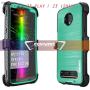 COVRWARE Iron Tank Case for Moto Z3 Play/Moto Z3 with Built-in [Screen Protector] Heavy Duty Full-Body Rugged Holster Armor Case [Brushed Metal Texture Design][Belt Swivel Clip][Kickstand], Teal