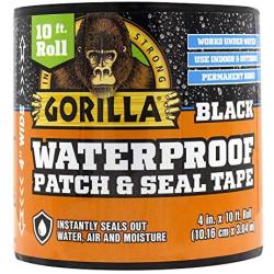 Gorilla Waterproof Patch & Seal Tape 4'' x 10 Black, (Pack of 1)