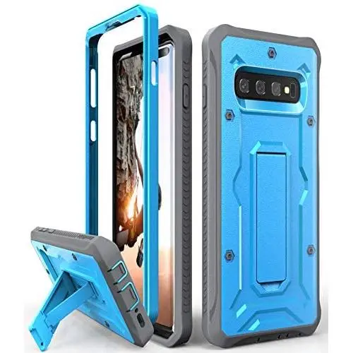 ArmadilloTek Vanguard Designed for Samsung Galaxy S10 Plus Case (2019 Release) Military Grade Full-Body Rugged with Kickstand Without Built-in Screen Protector (Blue)