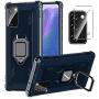 PULEN for Samsung Galaxy Note 20 Case with Camera Lens Screen Protector [1 Pack],Hybrid Armor Metal Ring Holder Magnetic Car Mount,Full Encirclement Shockproof Sturdy Bumper Protective Cover (Blue)