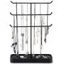 JackCubeDesign Metal 3 Tier Jewelry Display Stand Tree Organizer Necklace Holder Rack Hanger Accessory Tower with Earring Ring Tray Storage for Dresser, Vanity, Tabletop, Bedroom (Black) -MK320D