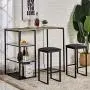VECELO 3-Piece Pub Dining Set Counter Height Breakfast Table with Cushion Stools, Black VECELO 3-Piece Pub Dining Set Counter Height Breakfast Table with Cushion Stools, Black