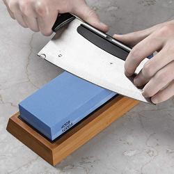 Razorri Knife Sharpening Stone Kit, Double-Sided 400/1000 and 3000/8000 Grit Whetstones, Flattening Stone, Leather Strop, and Angle Guide Included, Sharpen and Polish Any Metal Blade (Flat Base)