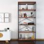 5 Tier Industrial Bookshelf, Tall Bookshelf, Vintage Free Standing Storage Shelf Units, Metal and Wood Book Shelves for Bedroom Living Room Home Office