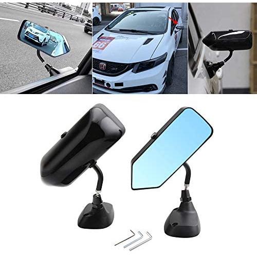 Kyostar Universal F1 Style Side Mirrors Glossy Black Rear View Mirror with Blue Glass