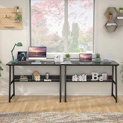 Homfio Computer Desks for Home Office 39” Modern Sturdy Writing Desk with Bookshelf Study Table Desk with Metal Legs Industrial Tiny Table for Small Space, Black