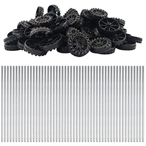 EUDAX 30mmx8mm Plastic Roll 2mm Dia Shaft Toys Wheel and 2mmx100mm STEM Shaft Round Rod Axles for DIY Toy RC Car Truck Boat Helicopter Model Part (Black, 100pcs) EUDAX 30mmx8mm Plastic Roll 2mm Dia Shaft Toys Wheel and 2mmx100mm STEM Shaft Round Rod Axles for DIY Toy RC Car Truck Boat Helicopter Model Part (Black, 100pcs)