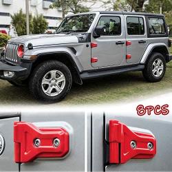 LAIKOU 8PCs Door Hinge Cover Decor Trim Exterior Protection Accessories Fit for 2018-2021 Jeep Wrangler JL JLU & Gladiator JT (Red)