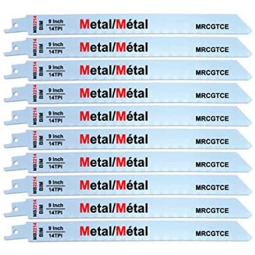 10 Piece 9” 14-TPI Thick Metal Cutting Reciprocating Saw Blades