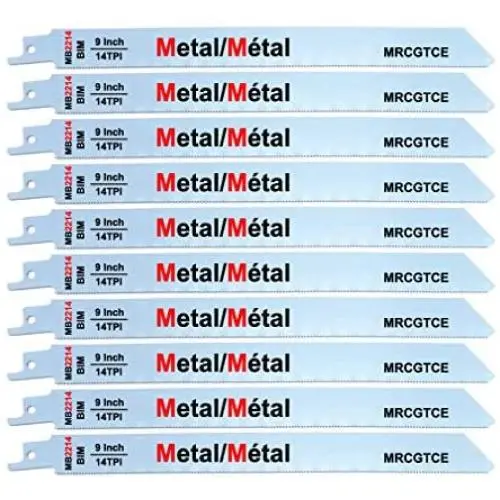 10 Piece 9” 14-TPI Thick Metal Cutting Reciprocating Saw Blades