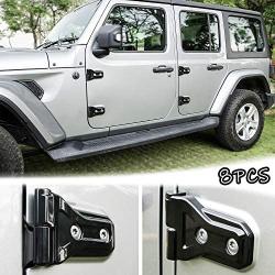 LAIKOU 8PCs Door Hinge Cover Decor Trim Exterior Protection Accessories Fit for 2018-2021 Jeep Wrangler JL JLU & Gladiator JT (Black)