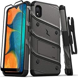 ZIZO Bolt Series for Samsung Galaxy A10e Case | Heavy-Duty Military-Grade Drop Protection w/Kickstand Included Belt Clip Holster Tempered Glass Lanyard (Metal Gray/Black)