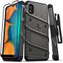 ZIZO Bolt Series for Samsung Galaxy A10e Case | Heavy-Duty Military-Grade Drop Protection w/Kickstand Included Belt Clip Holster Tempered Glass Lanyard (Metal Gray/Black)