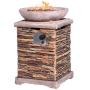 HOMPUS Propane Patio Fire Pit Table, Lava Rocks and Rain Cover for Outdoor Leisure Party,40,000 BTU 20-inch Square Concrete Fire Table