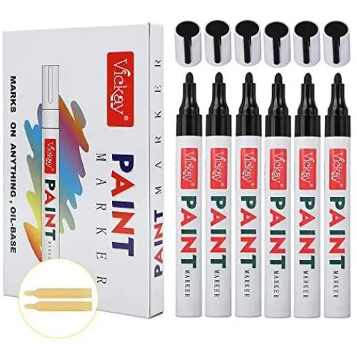 Black Paint Pens for Rock Painting-Stone, Ceramic, Metal, Glass, Wood, Fabric, Set of 6 Medium Tip Paint Markers High Volume Ink Water Resistant for DIY Craft Quick Drying with 2 Extra Chisel Tips Black Paint Pens for Rock Painting-Stone, Ceramic, Metal, Glass, Wood, Fabric, Set of 6 Medium Tip Paint Markers High Volume Ink Water Resistant for DIY Craft Quick Drying with 2 Extra Chisel Tips