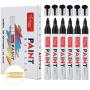 Black Paint Pens for Rock Painting-Stone, Ceramic, Metal, Glass, Wood, Fabric, Set of 6 Medium Tip Paint Markers High Volume Ink Water Resistant for DIY Craft Quick Drying with 2 Extra Chisel Tips