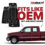 T1A Pair of Rear Door Handle Replacements for 1999-2007 Chevy Silverado and GMC Sierra, Fits Left Driver and Right Passenger Side of Extended Cab, Black Color, T1A-15758171 15758172