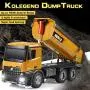 kolegend Remote Control Construction Dump Truck, 1/14 Scale Full Functional RC Dump Truck Toy Heavy Duty Metal Construction Vehicle with LED Lights and Simulation Sound