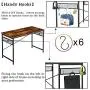 Alecono Simple Computer Desk with 8 DIY Hooks Writing Desk Home Office Desk with Strong Black Metal Frame Suitable for Home or Office Industrial Style 47'' Caramel Alecono Simple Computer Desk with 8 DIY Hooks Writing Desk Home Office Desk with Strong Black Metal Frame Suitable for Home or Office Industrial Style 47'' Caramel