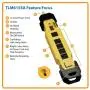 Tripp Lite 6 Outlet Industrial Safety Surge Protector Power Strip, 15ft Cord, Cord Wrap & Hang Holes, Metal, Lifetime Limited Warranty & $75K INSURANCE (TLM615SA) Black/Yellow