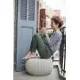 Keter Urban Knit Pouf Ottoman Set of 2 with Storage Table for Patio and Room Décor-Perfect for Balcony, Deck, and Outdoor Seating, Dune/Misty Blue